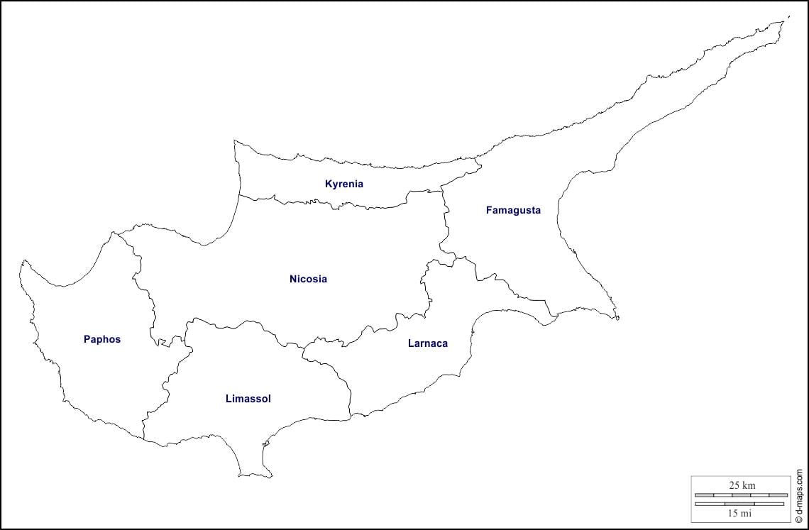 Карта Кипра контура