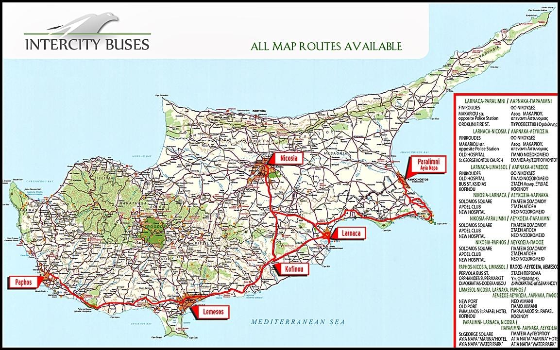 Кипар карта аутобуских линија