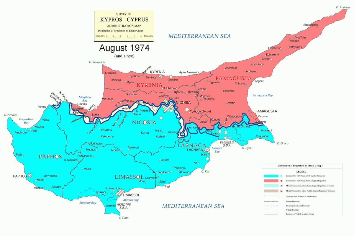 Карта Кипра одељења