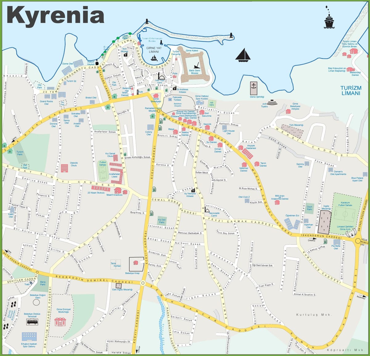 карта Северног Кипра кирения