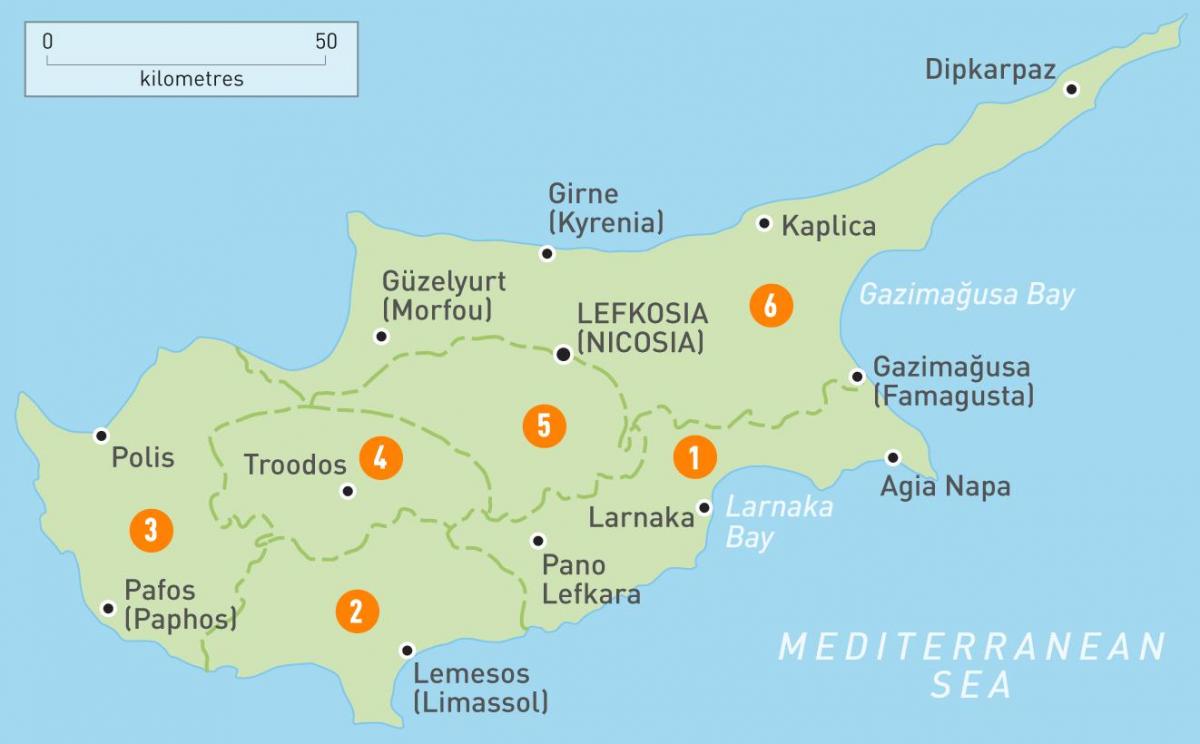 Карта Кипра земље