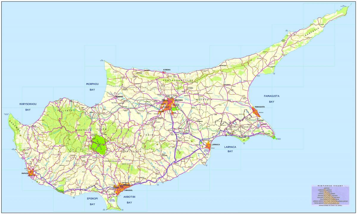 Карта путева Кипра