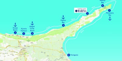 Карта черепаший плажа Кипра